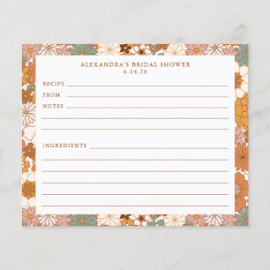 Tarjeta de receta de ducha nupcial floral boho de 
