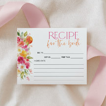 Tarjeta de receta de ducha nupcial floral cítrica