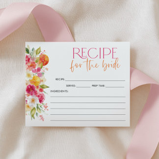Tarjeta de receta de ducha nupcial floral cítrica