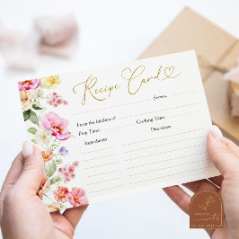 Tarjeta de Receta de Ducha Nupcial Floral Colorida