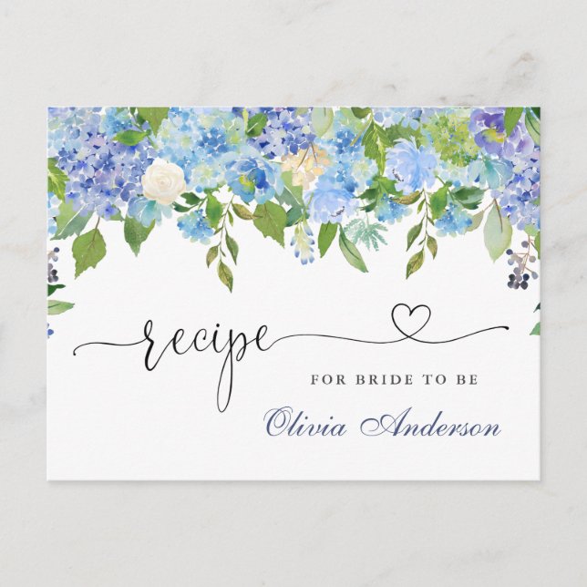 Tarjeta de receta de ducha nupcial floral de Horte (Anverso)