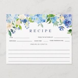 Tarjeta de receta de ducha nupcial floral de Horte