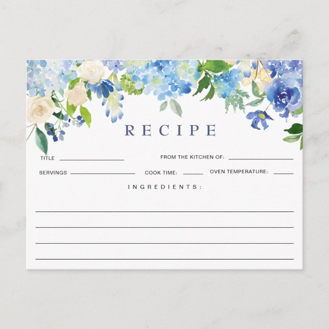 Tarjeta de receta de ducha nupcial floral de Horte (Anverso)