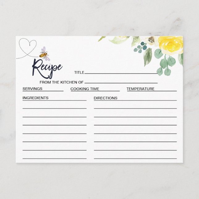Tarjeta de Receta de Ducha Nupcial Floral Meant to (Anverso)