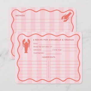 Tarjeta de receta de ducha nupcial Red Pink Lobste