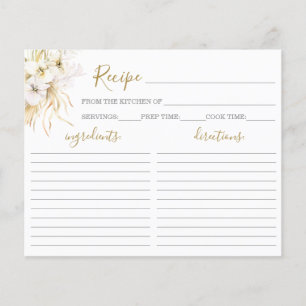 Tarjeta de receta de ducha nupcial tropical bohemi