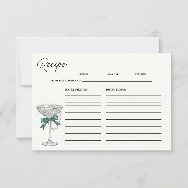 Tarjeta de receta de ducha para novias Pearl and B (Anverso)