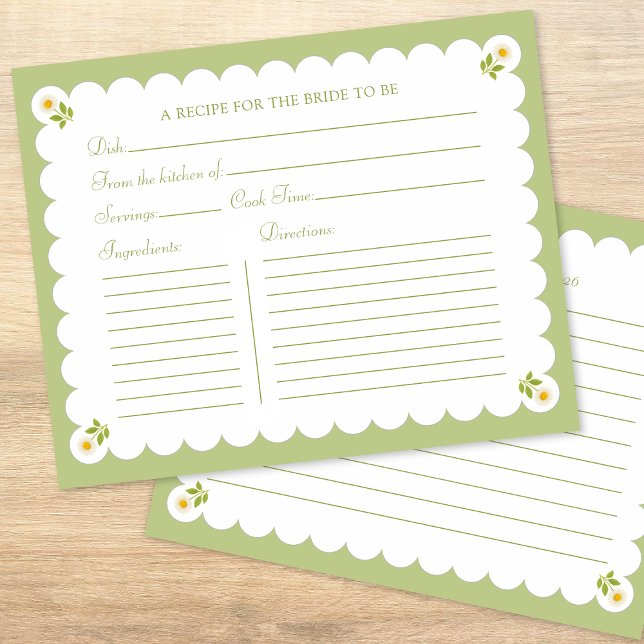 Tarjeta de receta de duchas nupales elegante Daisy (Subido por el creador)