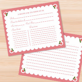 Tarjeta de receta de duchas nupales Rosa elegante