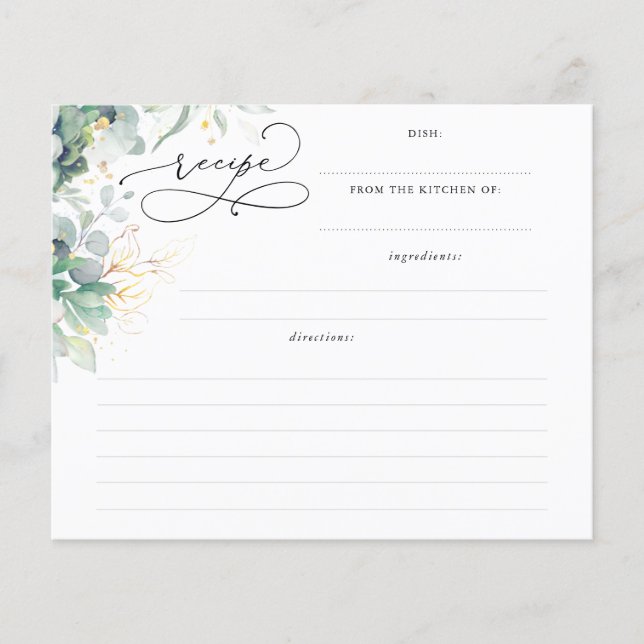 Tarjeta de receta de duchas nupciales con abundant (Anverso)