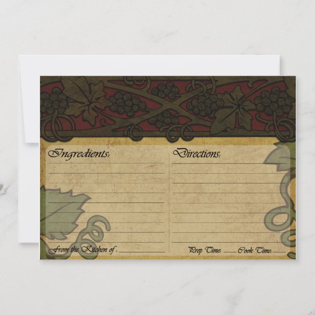 Tarjeta de receta de estilo italiano (Anverso)