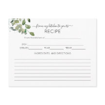 Tarjeta de receta de Eucalyptus Watercolor