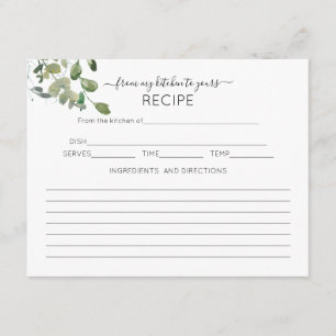 Tarjeta de receta de Eucalyptus Watercolor