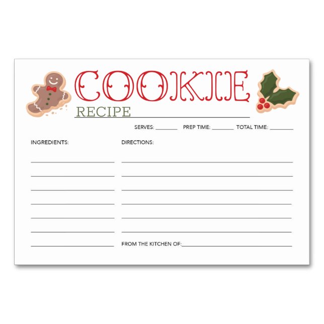 Tarjeta de receta de Fiesta Cookie para navidades (Anverso)