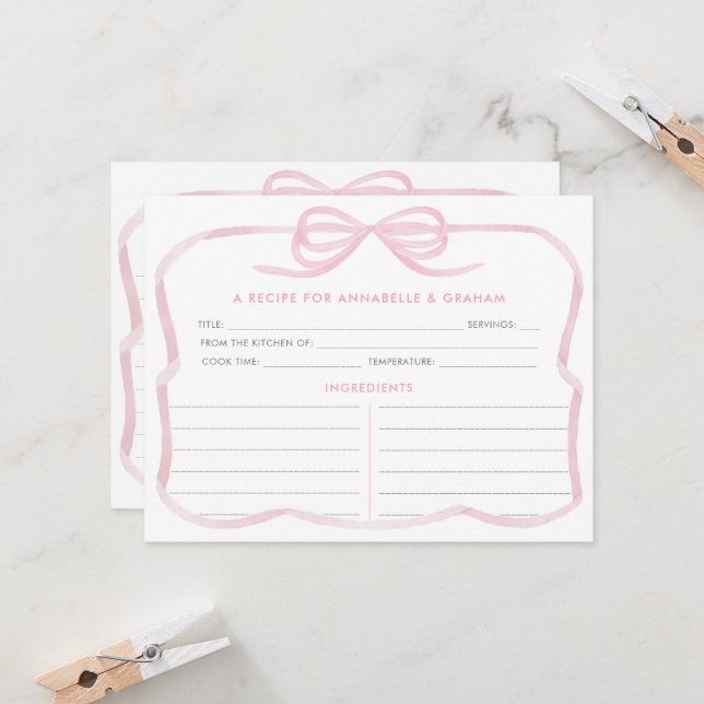Tarjeta de Receta de Fiesta de Despedida de Solter (Anverso/Reverso In Situ)