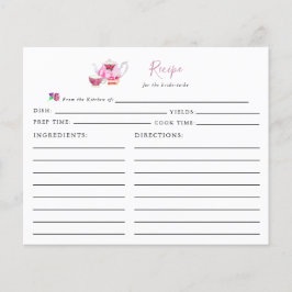 Tarjeta de receta de Fiesta de té con ducha de nov