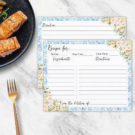 Tarjeta de Receta de Flores de Baldosas Mediterrán