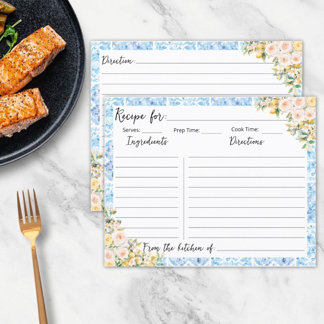 Tarjeta de Receta de Flores de Baldosas Mediterrán (Subido por el creador)