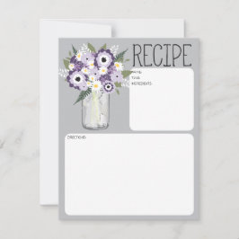 Tarjeta de receta de Flores Mason Jar