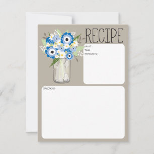 Tarjeta de receta de Flores Mason Jar