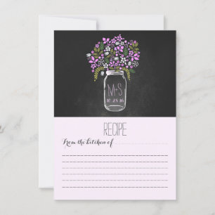 Tarjeta de Receta de Flores Moradas de Mason Jar P