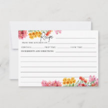 Tarjeta de receta de flores rosadas coloreadas acu