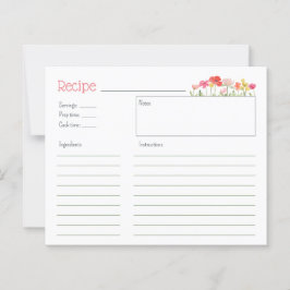 Tarjeta de receta de flores silvestres acuáticas