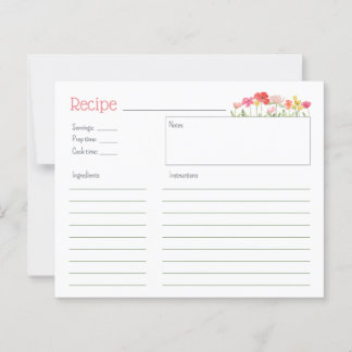Tarjeta de receta de flores silvestres acuáticas