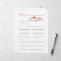 Tarjeta de receta de flores silvestres acuáticas