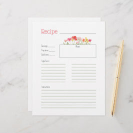 Tarjeta de receta de flores silvestres acuáticas