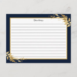 Tarjeta de receta de follaje botánico azul de la M