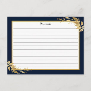 Tarjeta de receta de follaje botánico azul de la M