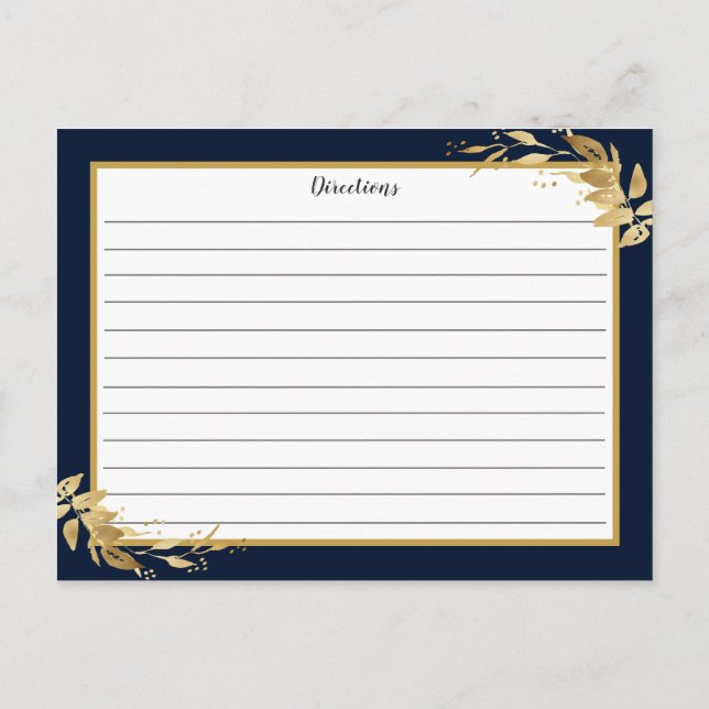 Tarjeta de receta de follaje botánico azul de la M (Reverso)