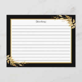 Tarjeta de receta de follaje botánico dorado negro