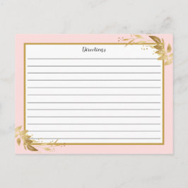 Tarjeta de receta de follaje botánico rosa Rubor d