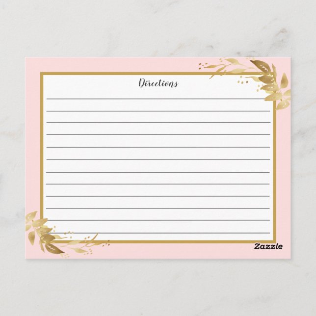 Tarjeta de receta de follaje botánico rosa Rubor d (Reverso)