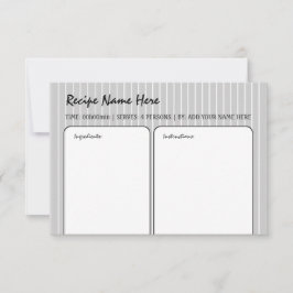 Tarjeta de receta de franjas blancas