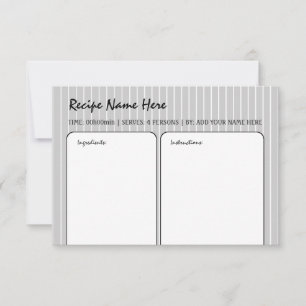 Tarjeta de receta de franjas blancas