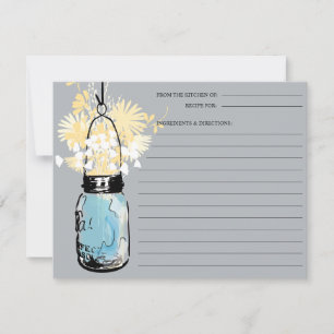 Tarjeta de Receta de Frasco de Mason Azul