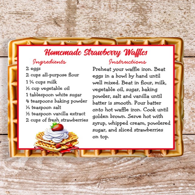 Tarjeta de receta de fresa casera Waffles (Subido por el creador)