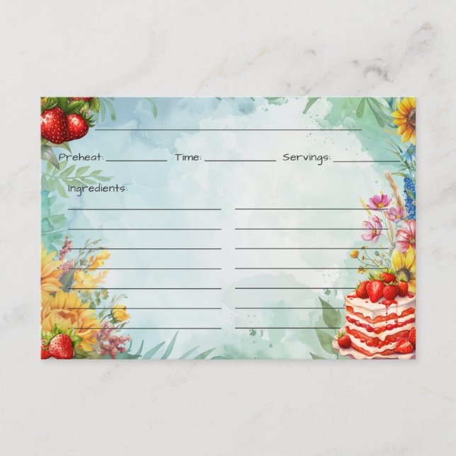 Tarjeta de receta de fresa de dulces (Anverso)