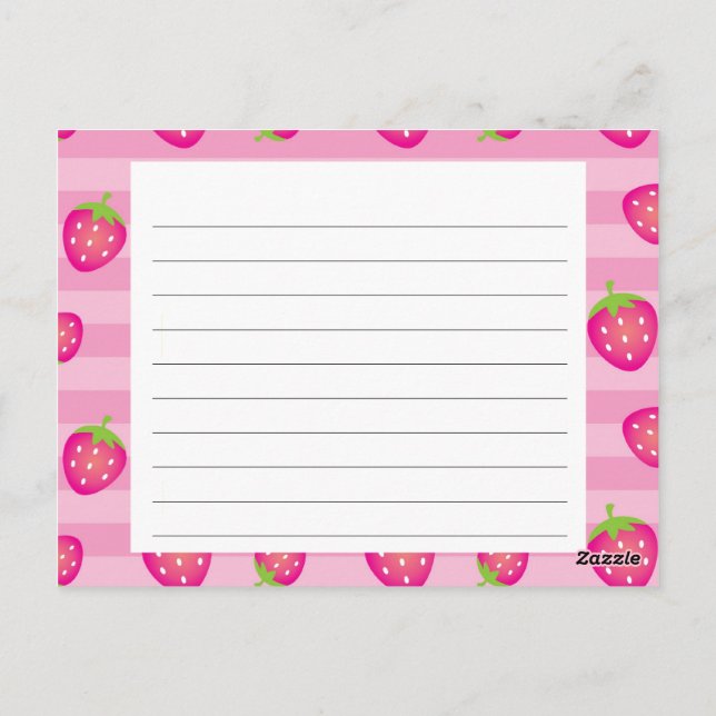 Tarjeta de receta de fresa rosa (Reverso)