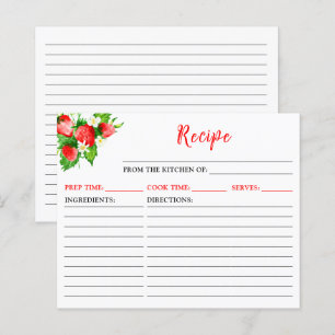 Tarjeta de Receta de Fresas y Margaritas