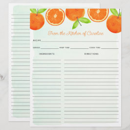 Tarjeta de Receta de Frutas Naranjas con Acuarela 