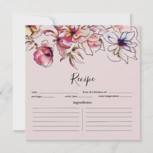 Tarjeta de receta de Garland floral borgoñona y az