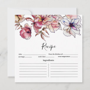 Tarjeta de receta de Garland floral borgoñona y az