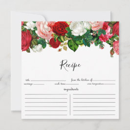 Tarjeta de receta de Garland floral borgoñona y ro