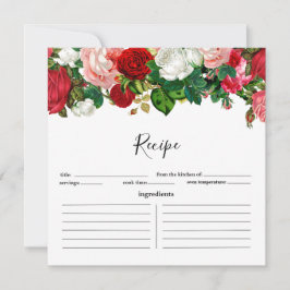 Tarjeta de receta de Garland floral borgoñona y ro