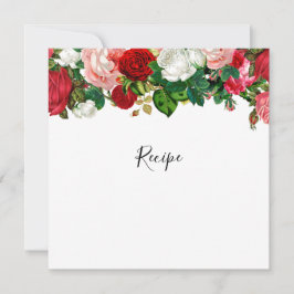 Tarjeta de receta de Garland floral borgoñona y ro