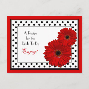 Tarjeta de receta de Gerbera roja para la novia